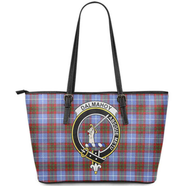 Scottish Dalmahoy Clan Crest Tartan Leather Tote Tartan Plaid