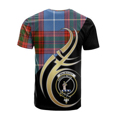 Scottish Dalmahoy Clan Crest Tartan T-Shirt Believe in Me Back Side Tartan Plaid