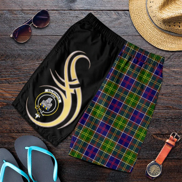 Scottish Dalrymple Clan Crest Tartan Believe in Me Men's Shorts