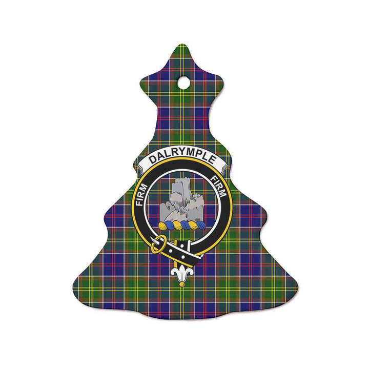 Scottish Dalrymple Clan Crest Tartan Ceramic Ornament Tree Shape Tartan Plaid