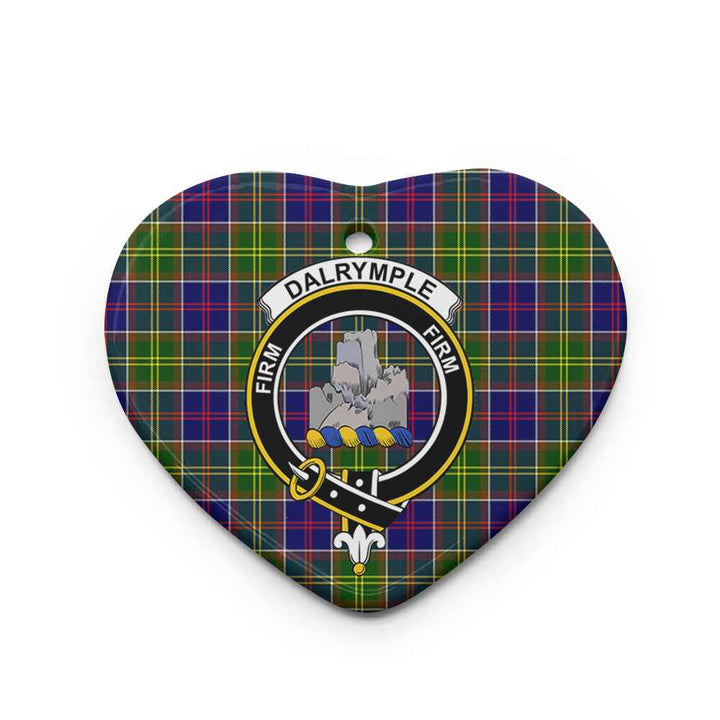 Scottish Dalrymple Clan Crest Tartan Ceramic Ornament Heart Shape Tartan Plaid