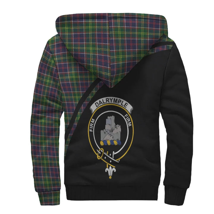 Scottish Dalrymple Clan Crest Tartan Curve Sherpa Hoodie