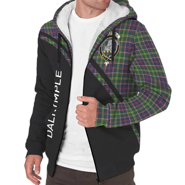 Scottish Dalrymple Clan Crest Tartan Curve Sherpa Hoodie