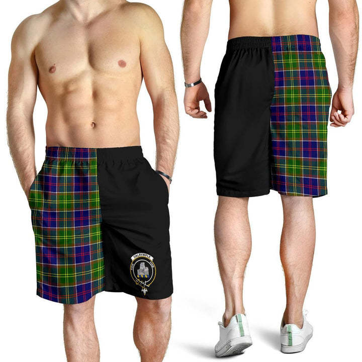Scottish Dalrymple Clan Crest Tartan Half of Me Men's Shorts