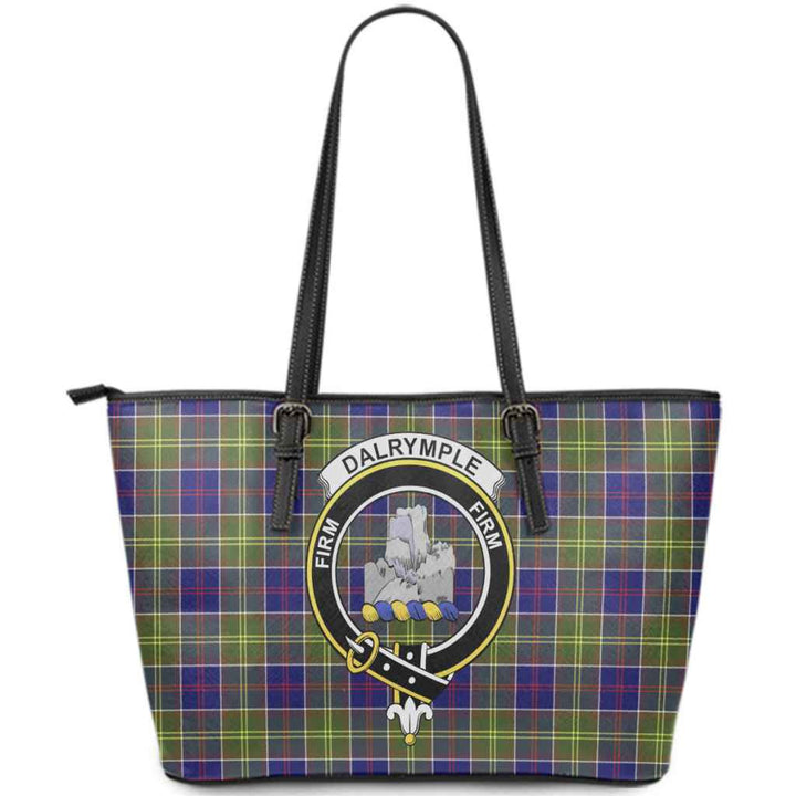 Scottish Dalrymple Clan Crest Tartan Leather Tote Tartan Plaid