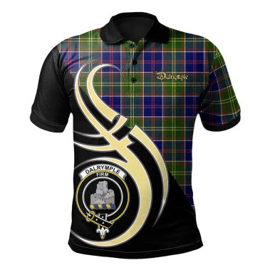 Scottish Dalrymple Clan Crest Tartan Polo Shirt Believe in Me Front Side Tartan Plaid