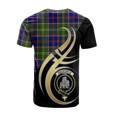 Scottish Dalrymple Clan Crest Tartan T-Shirt Believe in Me Back Side Tartan Plaid