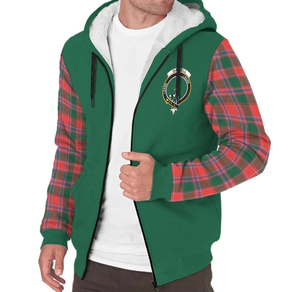 Scottish Dalzell Clan Crest Tartan Plaid Sleeve Sherpa Hoodie