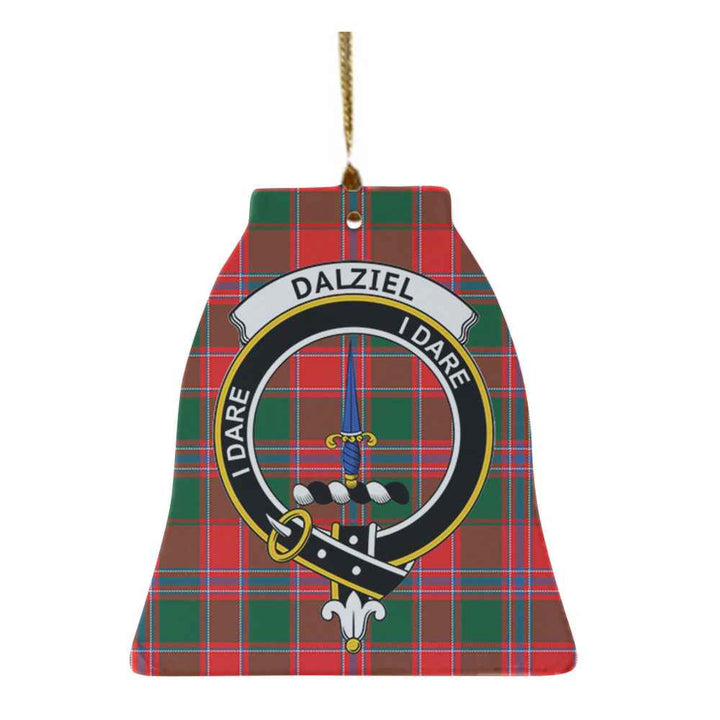 Scottish Dalziel Clan Crest Tartan Ceramic Ornament Bell Shape Tartan Plaid