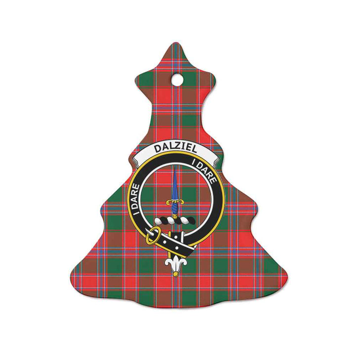 Scottish Dalziel Clan Crest Tartan Ceramic Ornament Tree Shape Tartan Plaid