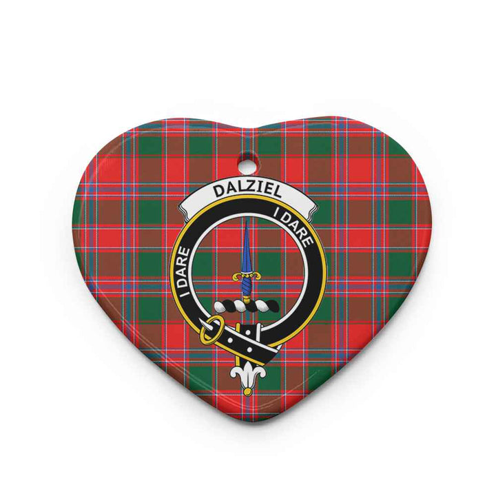 Scottish Dalziel Clan Crest Tartan Ceramic Ornament Heart Shape Tartan Plaid