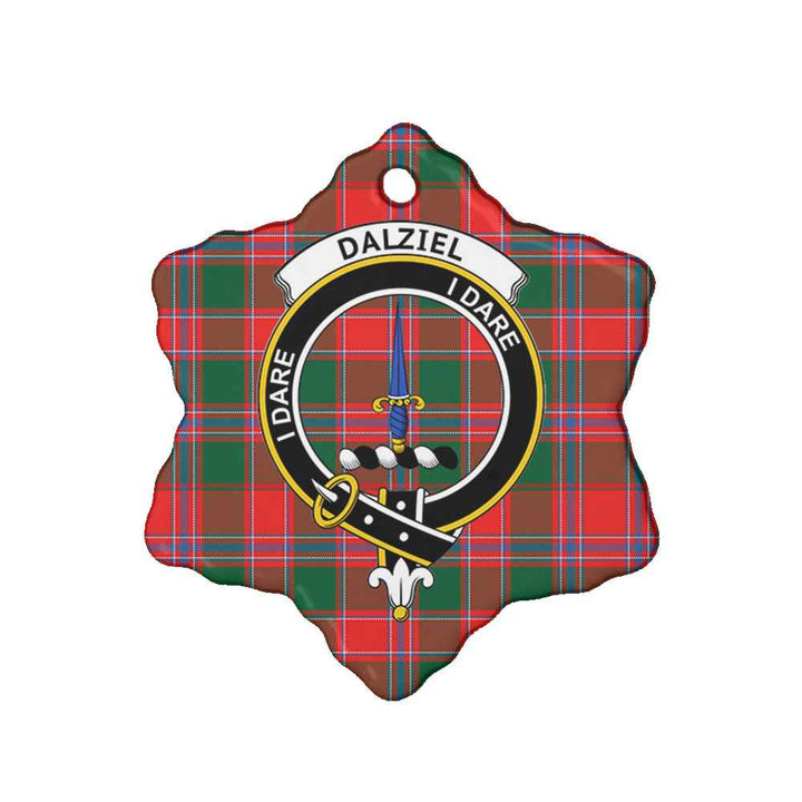 Scottish Dalziel Clan Crest Tartan Ceramic Ornament Snow Flake Shape Tartan Plaid