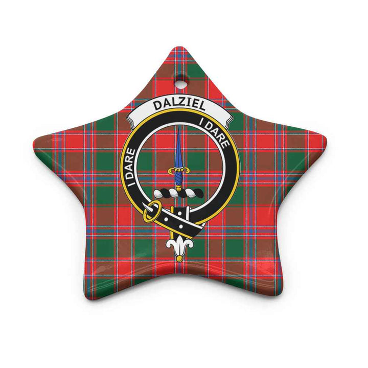 Scottish Dalziel Clan Crest Tartan Ceramic Ornament Star Shape Tartan Plaid