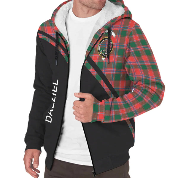 Scottish Dalziel Clan Crest Tartan Curve Sherpa Hoodie