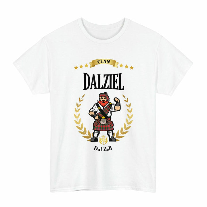 Scottish Dalziel Clan Tartan T-Shirt - Motto Scotsman Tartan Plaid White Color