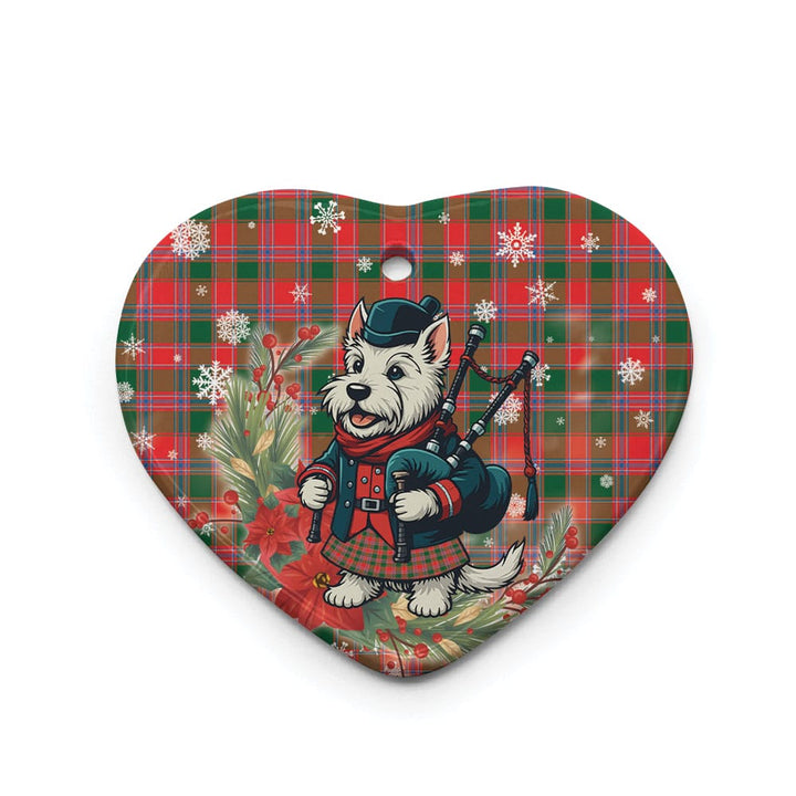 Scottish Dalziel Modern Clan Tartan Ceramic Ornament Cute Scottish Terrier Dog Heart Style Tartan Plaid