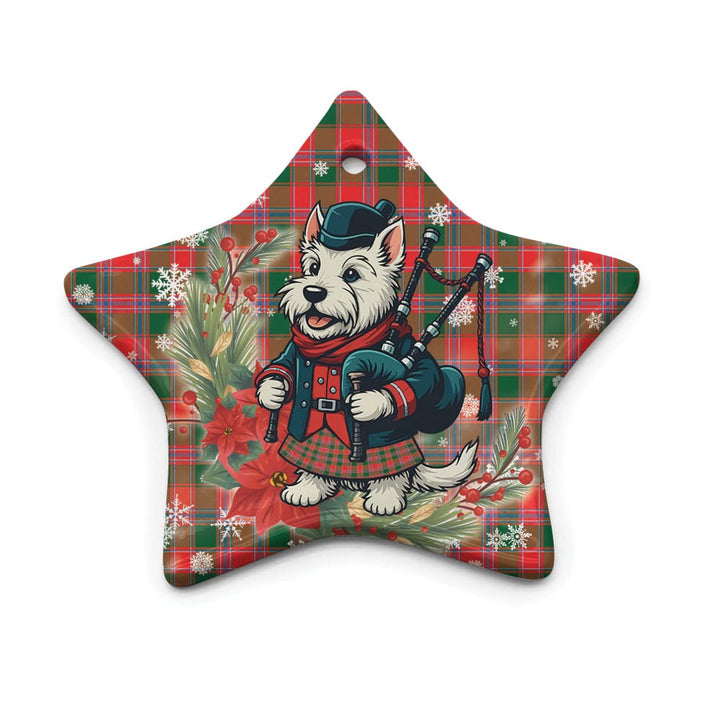 Scottish Dalziel Modern Clan Tartan Ceramic Ornament Cute Scottish Terrier Dog Star Style Tartan Plaid