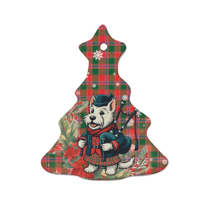 Scottish Dalziel Modern Clan Tartan Ceramic Ornament Cute Scottish Terrier Dog Tree Style Tartan Plaid