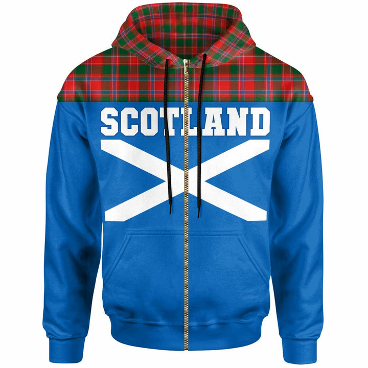 Scottish Dalziel Modern Clan Tartan Hoodie - Lion Rampant of Scotland With Flag Zip-up Tartan Plaid