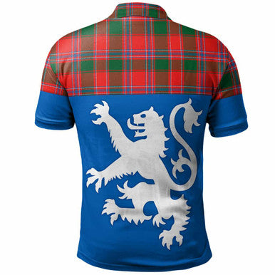 Scottish Dalziel Modern Clan Tartan Polo Shirt - Lion Rampant of Scotland With Flag Back Side Tartan Plaid