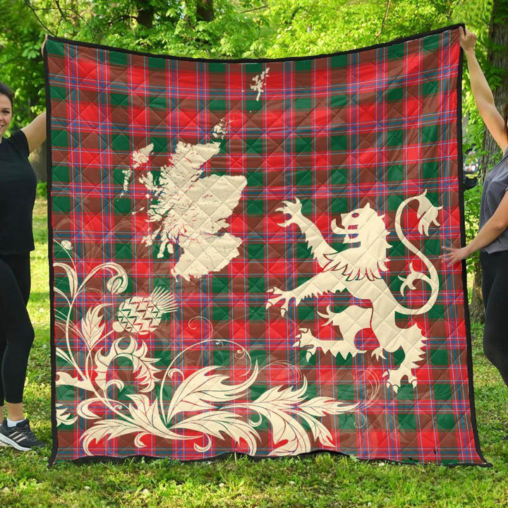 Scottish Dalziel Modern Clan Tartan Quilt Rampant Lion with Thistle Tartan Plaid 1