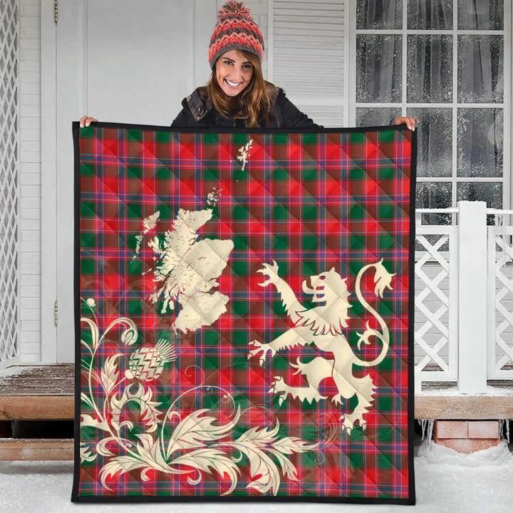 Scottish Dalziel Modern Clan Tartan Quilt Rampant Lion with Thistle Tartan Plaid 3