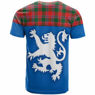 Scottish Dalziel Modern Clan Tartan T-Shirt - Lion Rampant of Scotland With Flag Back Side Tartan Plaid
