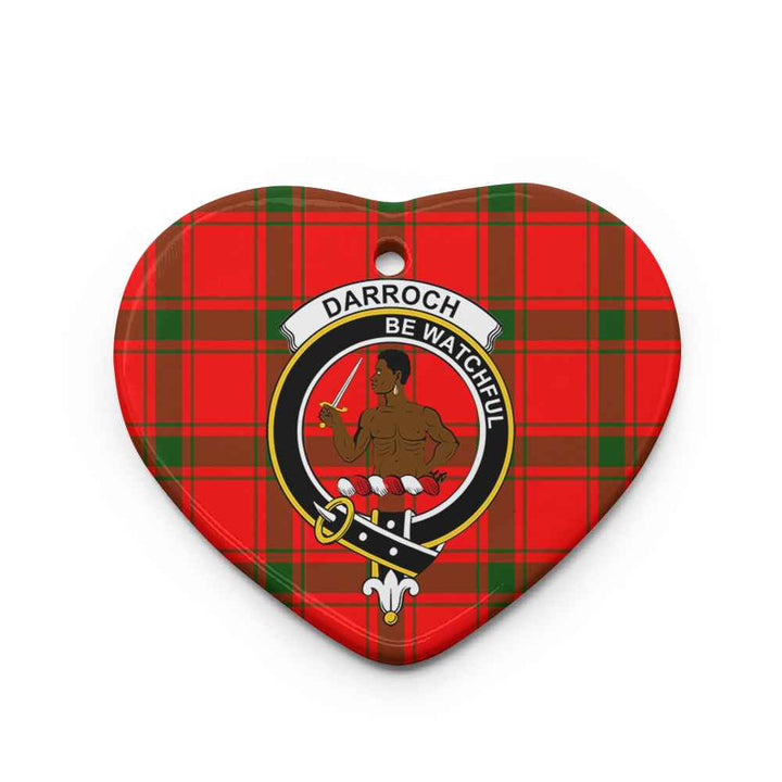 Scottish Darroch (Gourock) Clan Crest Tartan Ceramic Ornament Heart Shape Tartan Plaid