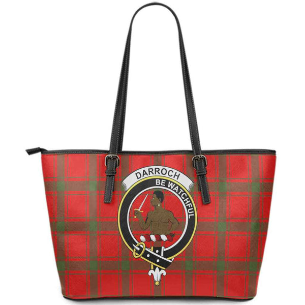 Scottish Darroch (Gourock) Clan Crest Tartan Leather Tote Tartan Plaid