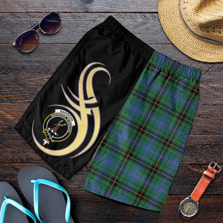 Scottish Davidson Ancient Clan Crest Tartan Believe in Me Men's Shorts