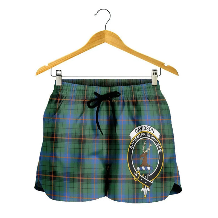 Scottish Davidson Ancient Clan Crest Tartan Women Shorts