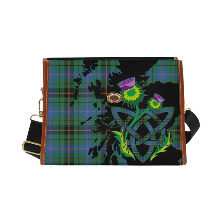 Scottish Davidson Ancient Clan Tartan Waterproof Canvas Bag With Thistle Tartan Plaid 2
