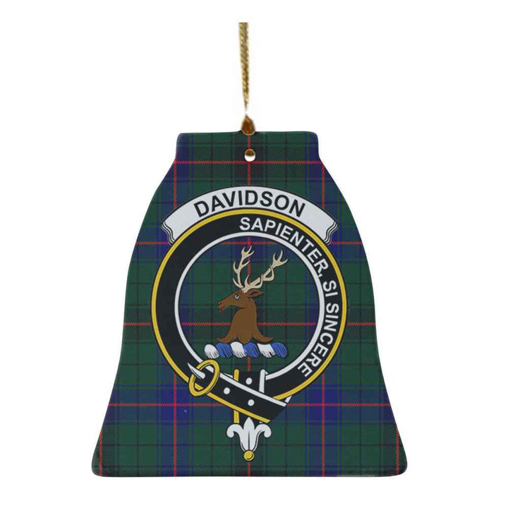 Scottish Davidson Clan Crest Tartan Ceramic Ornament Bell Shape Tartan Plaid