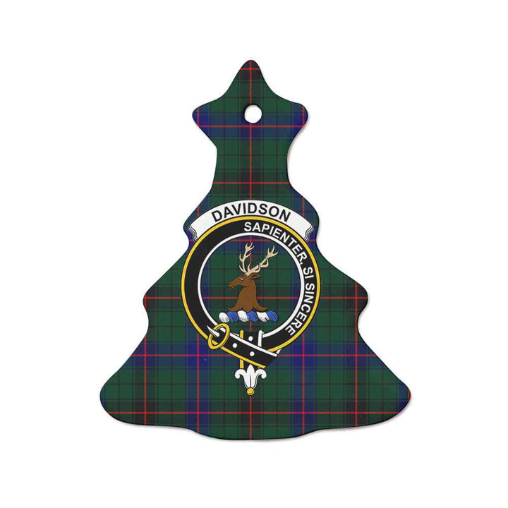 Scottish Davidson Clan Crest Tartan Ceramic Ornament Tree Shape Tartan Plaid