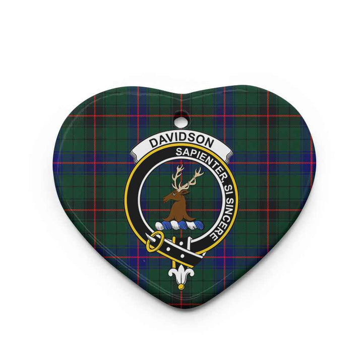Scottish Davidson Clan Crest Tartan Ceramic Ornament Heart Shape Tartan Plaid