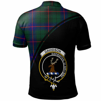 Scottish Davidson Clan Crest Tartan Curve Polo Shirt Back Side Tartan Plaid