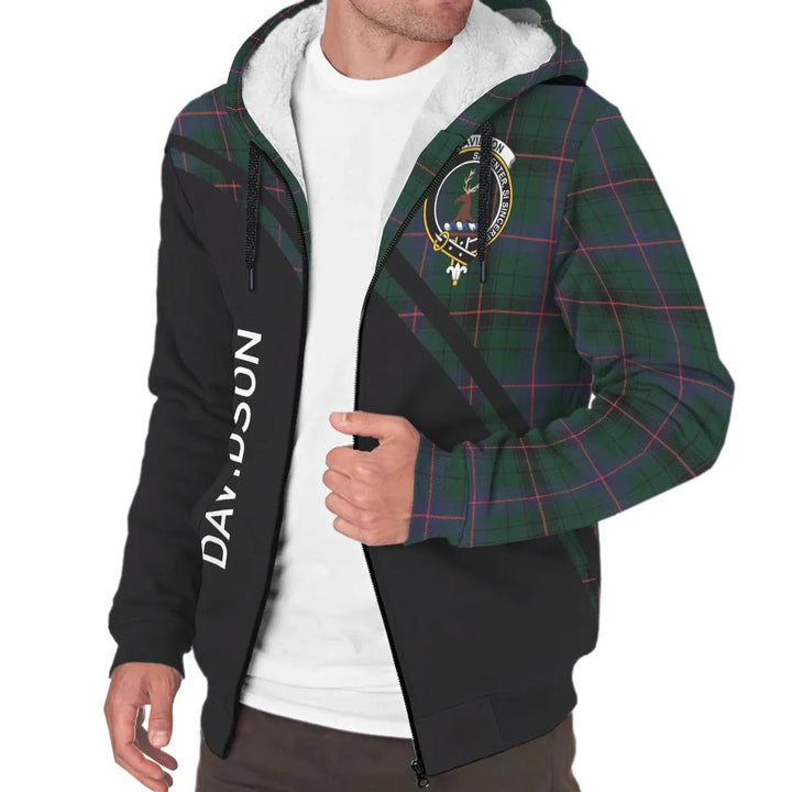 Scottish Davidson Clan Crest Tartan Curve Sherpa Hoodie
