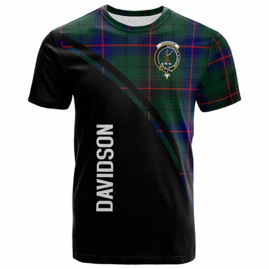 Scottish Davidson Clan Crest Tartan Curve T-Shirt Front Side Tartan Plaid