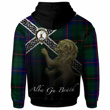 Scottish Davidson Clan Crest Tartan Hoodie - Scotland Lion Back Side Tartan Plaid
