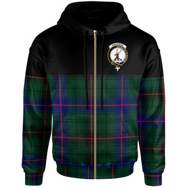 Scottish Davidson Clan Crest Tartan Hoodie - Horizontal Style Zip-up Tartan Plaid