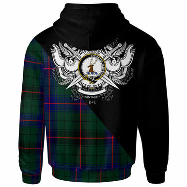 Scottish Davidson Clan Crest Tartan Hoodie - Military Logo Back Side Tartan Plaid