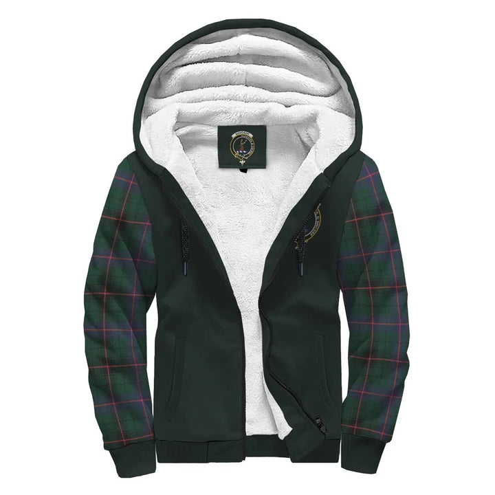 Scottish Davidson Clan Crest Tartan Plaid Sleeve Sherpa Hoodie