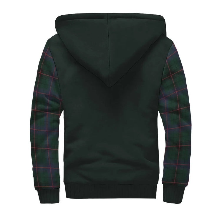 Scottish Davidson Clan Crest Tartan Plaid Sleeve Sherpa Hoodie