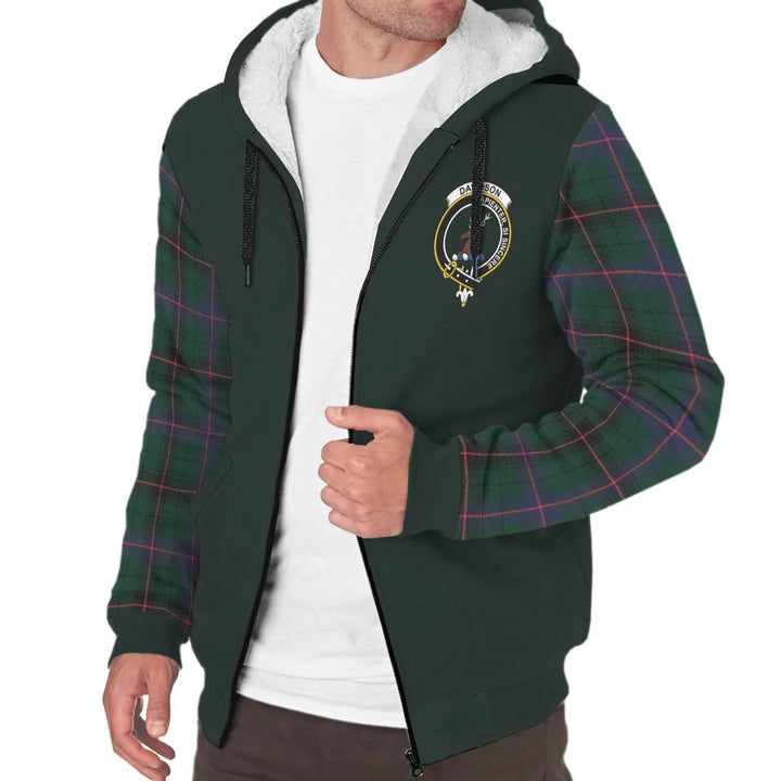 Scottish Davidson Clan Crest Tartan Plaid Sleeve Sherpa Hoodie