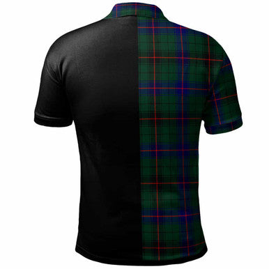Scottish Davidson Clan Crest Tartan Polo Shirt - Half in Me Back Side Tartan Plaid