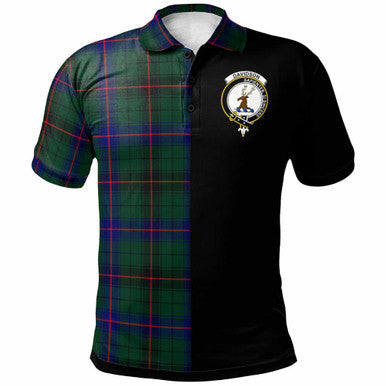 Scottish Davidson Clan Crest Tartan Polo Shirt - Half in Me Front Side Tartan Plaid