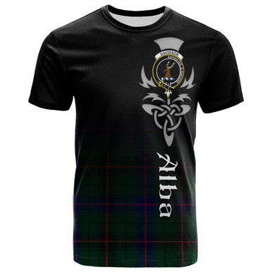 Scottish Davidson Clan Crest Tartan T-Shirt - Alba Gu Brath Family Crest Celtic Inspired Front Side Tartan Plaid