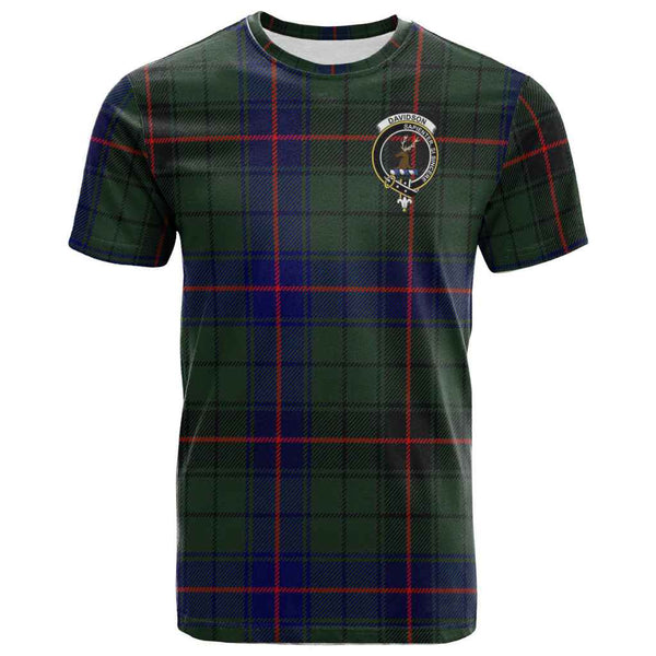 Scottish Davidson Clan Crest Tartan T-Shirt Front Side Tartan Plaid