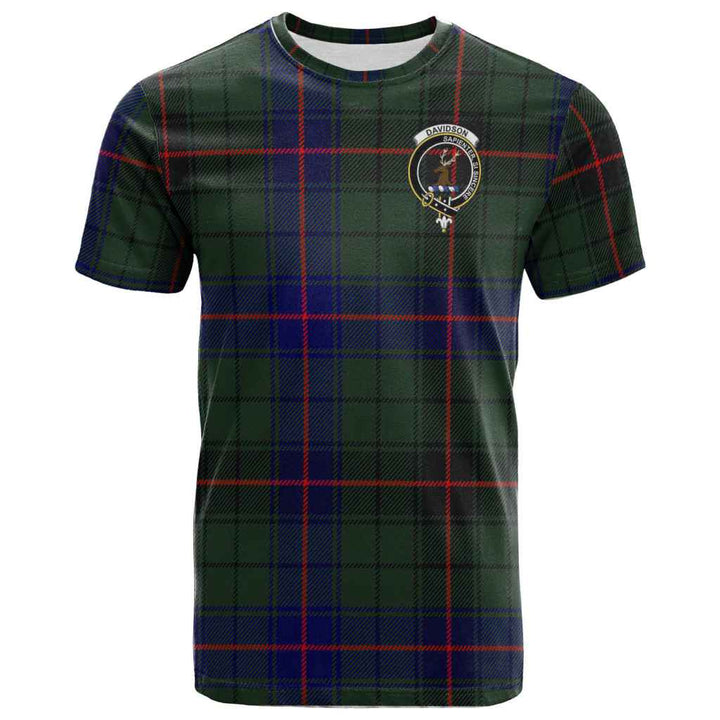 Scottish Davidson Clan Crest Tartan T-Shirt Front Side Tartan Plaid