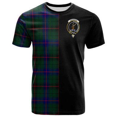 Scottish Davidson Clan Crest Tartan T-Shirt Half in Me Front Side Tartan Plaid